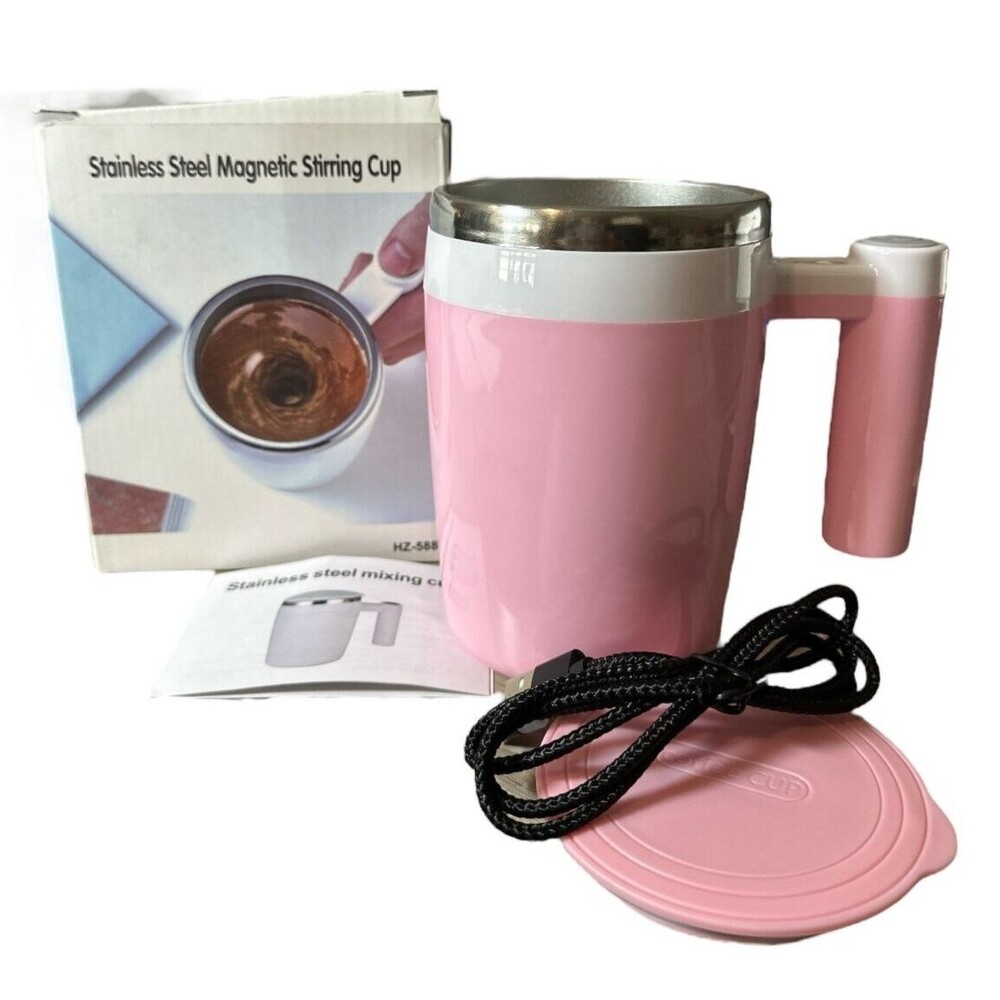 Stainless Steel Magnetic Stirring Rechargable Cup Coffee Tea Hot Chocolate‎ NEW
